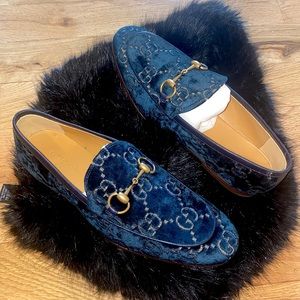 Gucci Blue Velvet Men’s Jordaan Loafers 👞